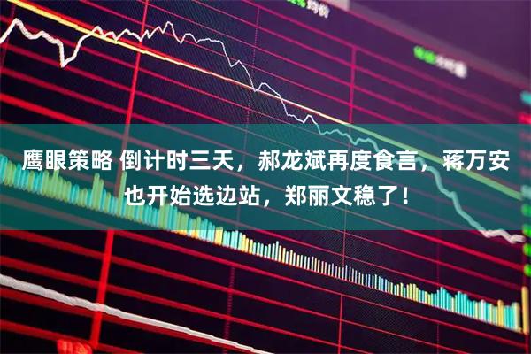 鹰眼策略 倒计时三天，郝龙斌再度食言，蒋万安也开始选边站，郑丽文稳了！